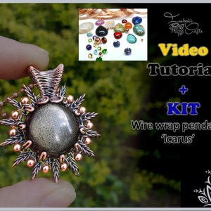 Kit + VIDEO Tutorial - wire wrap 'Icarus' pendant - wire weaving pattern - DIY jewellery