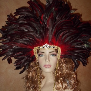 Masquerade Mardi Gras HAT Crown Feather Costume Carnival Samba Showgirl Headpiece