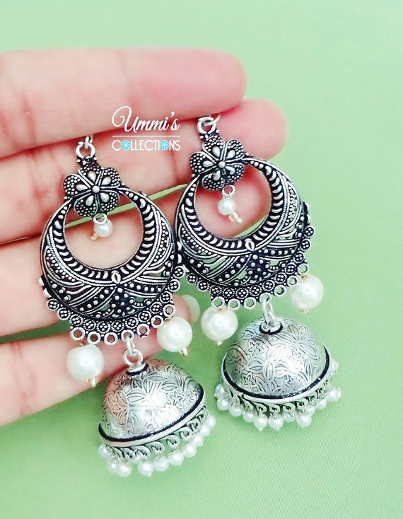 German Silver Jhumka earrings for Women | Vibgyor by Monica –  Vibgyorbymonica