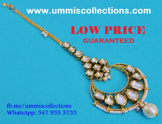 Bridal Green Wedding Engagement Collier Tour de cou Bijoux Boucle d/'oreille Mang TIKKA SET