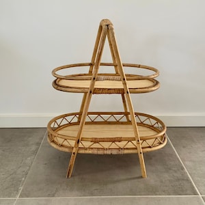 1960s retro bamboo tray table / side table / storage. image 1