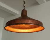 Danish mid-century hammered solid copper pendant. Danish period lighting.