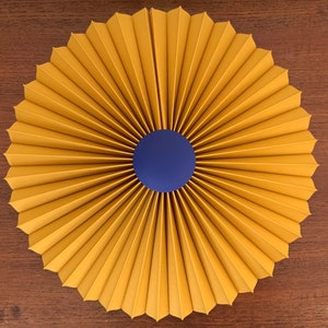 Clip on shade: Tilting Eclipse, pleated lampshade in ochre linen, with choice of finial colour. For table lamps, floor lamps or wall lights. image 4