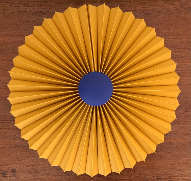 Clip on shade: Tilting Eclipse, pleated lampshade in ochre linen, with choice of finial colour. For table lamps, floor lamps or wall lights. image 4