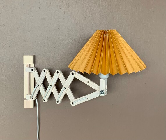 Danish Designed Whitewashed Beech Wood Scissor Lamp With New