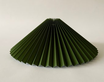Clip on shade: basil green cotton, pleated lampshade, available in two styles, for table lamps/wall lights. Danish design.