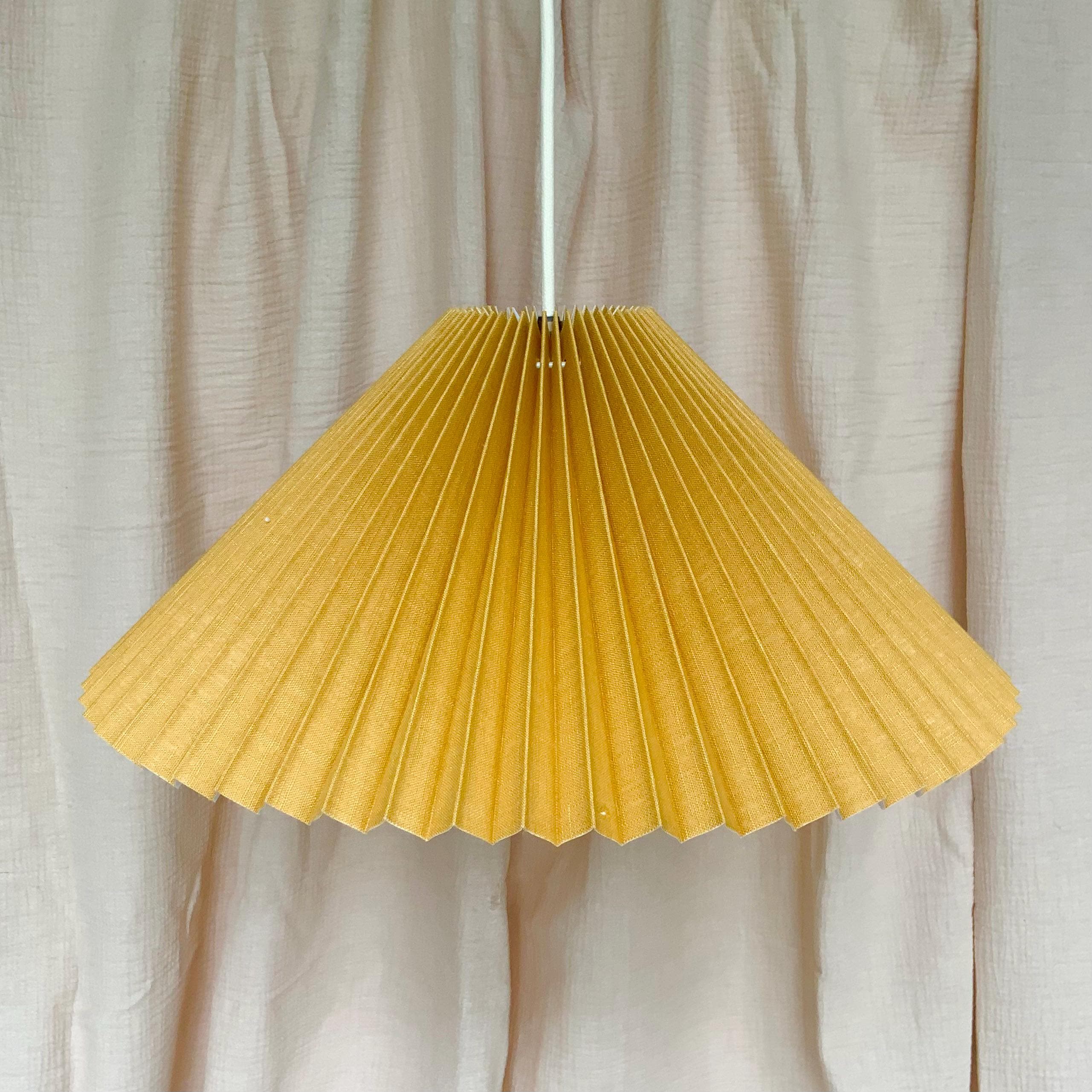 Ochre Linen Pleated Pendant Shade: Medium Eastern style