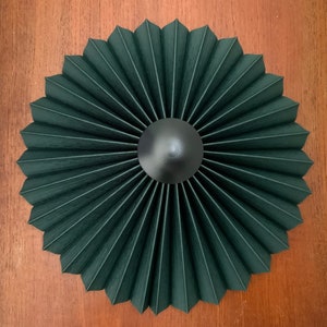 Clip on shade: Tilting Eclipse pleated lampshade in jungle green, with choice of finial. For table lamps, floor lamps or wall lights. image 6