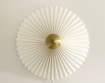 Danish Rosette Wall Light: Pleated Shade, Brass Finial