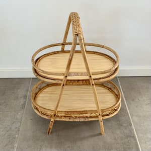 1960s retro bamboo tray table / side table / storage. image 3