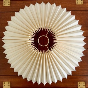 Hanging shade: Cream linen MEDIUM EASTERN style pleated pendant / hanging shade, available in several sizes. Danish design. image 3