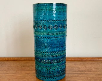 Vase en céramique/poterie Bitossi « Rimini Blue » par Aldo Lundi, Italie.