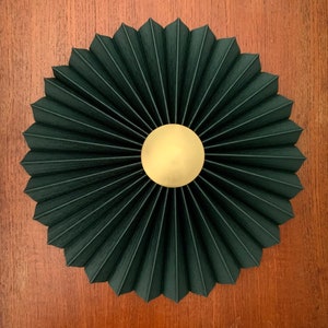 Clip on shade: Tilting Eclipse pleated lampshade in jungle green, with choice of finial. For table lamps, floor lamps or wall lights. image 3