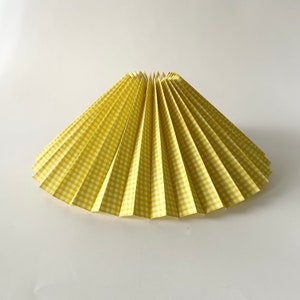 Clip on shade: Yellow gingham cotton pleated lampshade, for table lamps/wall lights. Danish design.