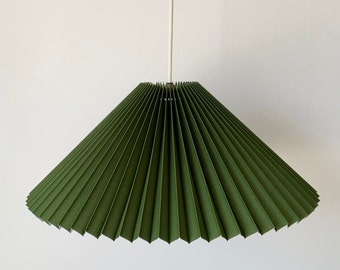 Hanging shade: Basil green cotton, MEDIUM EASTERN style pleated pendant / shade, available in several sizes. Danish design.