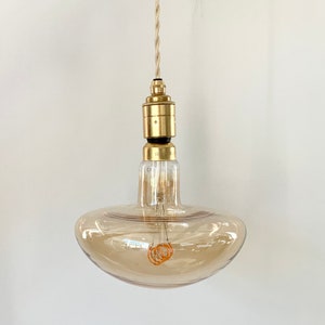 220-250V Plug in E27 base pendant kit, in solid brass, with wall and ceiling clamps, and large Italian designed mushroom gold LED bulb image 9