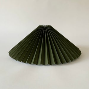 Olive Green Pleated Lampshade: Danish Design Clip-On Shade