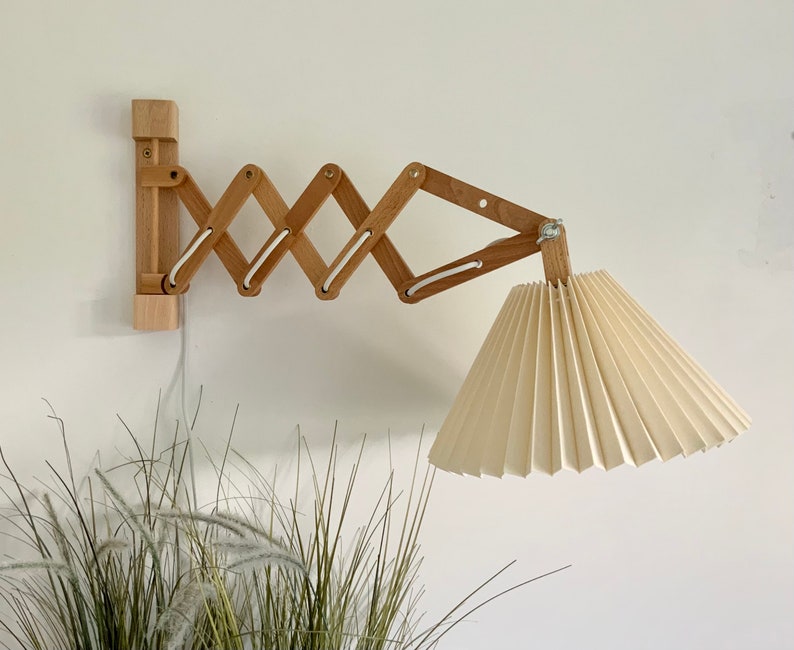 Danish Designed Beech Wood Accordion / Scissor Wall Lamp With Etsy