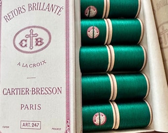 Vintage Cartier-Bresson Green Thread in original packaging NEW Paris, France pre 1960