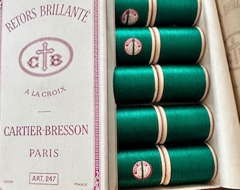 Vintage Cartier-Bresson Green Thread in original packaging NEW Paris, France pre 1960