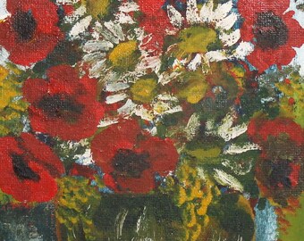 Vintage oil painting still life flowers