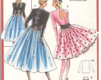 Burda 5869 Size 8, 10, 12, 14, 16 Women's long sleeve pullover top and and skirt with wide belt sewing pattern. Competition style dance