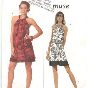Butterick 5177 Sizes 6, 8, 10, 12 Women&#39;s sleeveless dress sewing pattern. Very easy, loose fitting dress, gathers at neckline, also tie
