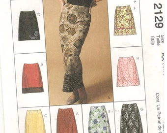 McCall's 2219 Size 4, 6, 8 or 8, 10, 12 Women's sewing pattern. Slightly A-line skirt, waist facing and back zipper, two lengths, overlay