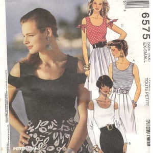 McCall&#39;s 6575 Size 4, 6 XS  Women&#39;s sewing pattern: sleeveless knit top or short / long sleeve cold shoulder top, for knit fabrics