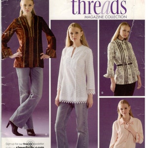 Simplicity 4017 Size 14, 16, 18, 20, 22 Women&#39;s and Plus size pattern; tunic - shoulder princess seams, long / 3/4 sleeves, Threads Magazine