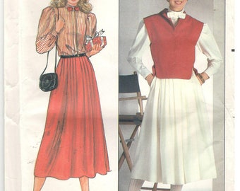 1980s Butterick 4761 Ellen Tracy FF size 12-14-16 Misses vest blouse and skirt