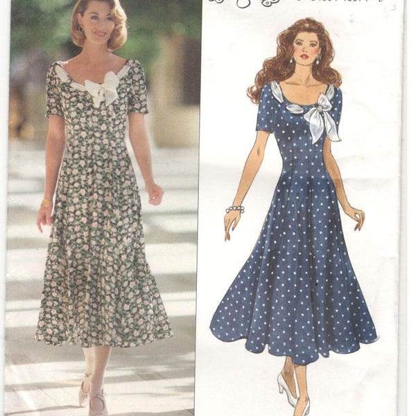 Butterick 6829 Size 6, 8, 10 Designer Cynthia Rowley, womens short sleeve, princess seam, fit and flare dress, formal, prom, mother of bride