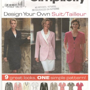 Simplicity 9878 Size 8, 10, 12 or 14, 16, 18 Womens jacket and pencil skirt suit sewing pattern, Design your own. Shoulder princess seam