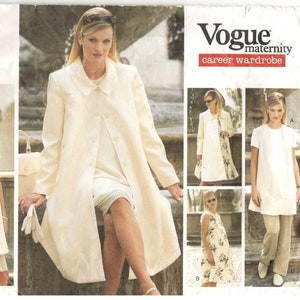 Vogue 1757 Size 6, 8, 10 Women&#39;s lined maternity jacket / coat, sleeveless dress, short sleeve tunic, skirt and pants pattern, career wear