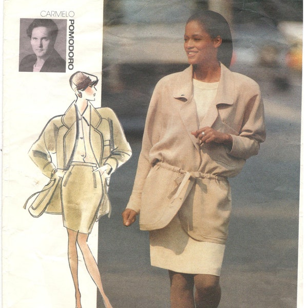 Vogue 2610 Size 14, 16, 18 Women's pattern: Lined jacket and lined, tapered skirt suit. Tie-front jacket Vogue Attitudes by Carmelo Pomodoro