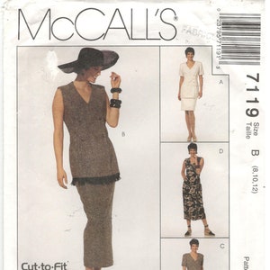McCall&#39;s 7119 Size 8, 10, 12 Women&#39;s unlined jacket, wrap style dress and slim skirt sewing pattern.  Princess seam, fitted dress or jacket