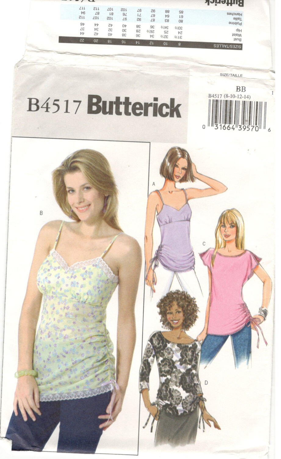 Butterick 4517 Sizes 8, 10, 12, 14 Womens Sewing Pattern: Shirt