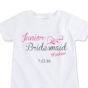 Wedding Junior Bridesmaid tshirt Personalized Jr. Bridesmaid rehearsal shirt, bridesmaid gift personalize with any name/date/colors (EX 381)