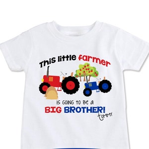 Pregnancy Reveal, Big Brother to Be, Birth Announcement Shirt, Big Cousin Shirt, Announcement Tractor Farm Theme, New Baby Farm (EX 288)