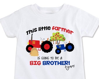 Pregnancy Reveal, Big Brother to Be, Birth Announcement Shirt, Big Cousin Shirt, Announcement Tractor Farm Theme, New Baby Farm (EX 288)