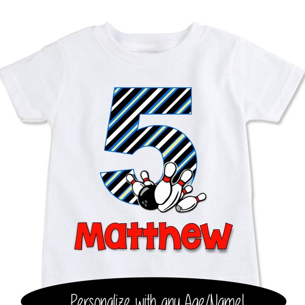 Bowling Shirt for Kids, Birthday Party theme, toddler Personalized bowling league Custom Name Age Shirts girls, boys, tween gift  (EX 253)