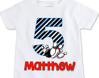 Bowling shirt voor kinderen, verjaardagsfeest thema, peuter gepersonaliseerde bowling league aangepaste naam leeftijd shirts meisjes, jongens, tween cadeau (EX 253)