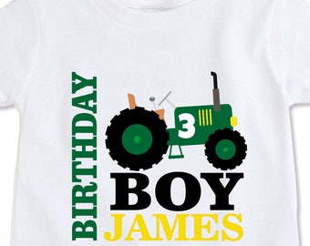 Kleinkind jungen kleinen Landwirt ersten Geburtstag 2., 3. Bauernhof Traktor Geburtstag Partei Shirt personalisierte Kinder Custom Alter und Namen... (EX 294)