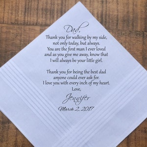 Father of the Bride Gift, Wedding Handkerchief, Father of the Groom Gift, Personalized Handkerchief, From Bride PRINTED handkerchief (H 026)