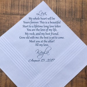 Fiance gift, Wedding gift for groom from Bride • Letter to groom on Wedding Day, Bride to Groom Gift Ideas Custom PRINTED hankie (H 052)