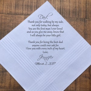 Wedding Handkerchief, Wedding Gift, Father of the Bride Gift, Father of the Bride Gift from Bride, Father of the Groom gift, PRINTED (H 026)