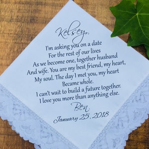 Bride Gift from Groom, Groom to Bride Gift, Fiance gift for Bride to be, Gift for Bride from Groom, Wedding favors, PRINTED hankie (H 053)