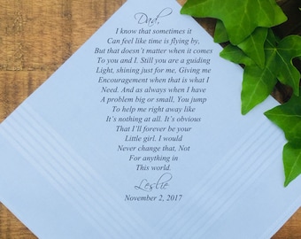Wedding Hankerchief, Father of the Bride Handkerchief • Father of the Bride Gift •Daughter to Dad Hankie• Gift from Bride PRINTED (H 046)