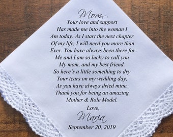 Mother of the Bride Gift Mother of the bride handkerchief mother of the Groom gift Wedding Handkerchief gift PRINTED handkerchief (H 047)