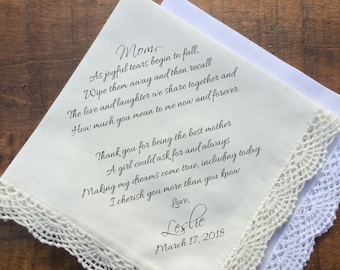 Wedding Handkerchief, Mother of the Bride Gift From Daughter to step mom, Wedding Favors, Mother of the Groom Gifts PRINTED Hankie (H 038)